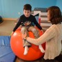 The physical therapy gym is designed to help children build strength, balance, coordination, and endurance.