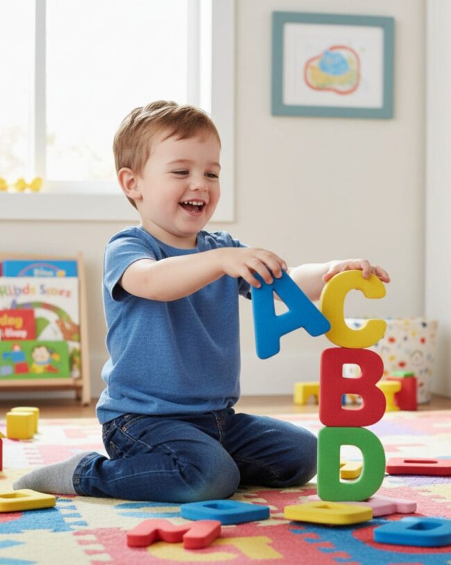 Kids Creek Therapy- child working with letters