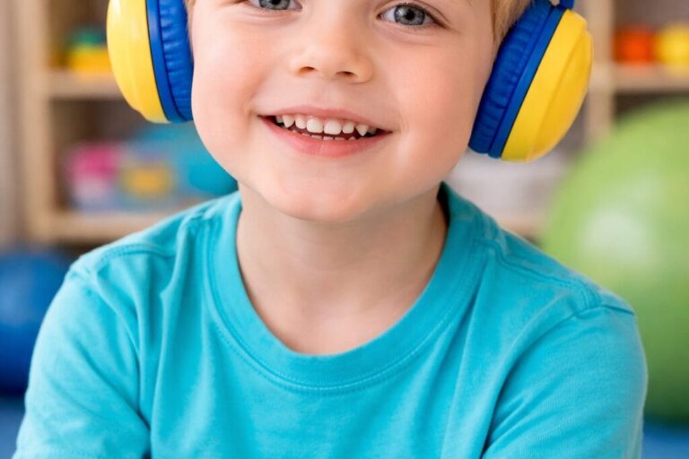 Joyful boy with colorful toys background (1)